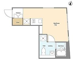 EXAM西小山 4階ワンルームの間取り