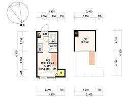 1st Place 松庵 1階ワンルームの間取り
