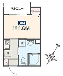 ＭＥＬＤＩＡ小川 3階1Kの間取り