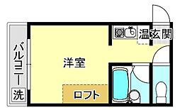 ビバリーハウスニシジンB ワンルームの間取図画像