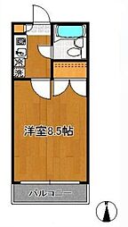 ジュネス市川 4階1Kの間取り