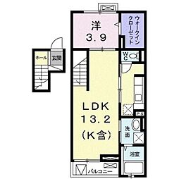 モリスコート 1LDKの間取図画像