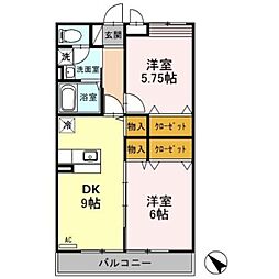 パルテア 2DKの間取図画像