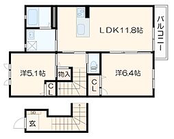 オキノプレミア 2LDKの間取図画像
