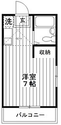 西武池袋線 練馬駅 徒歩8分の賃貸アパート 2階ワンルームの間取り