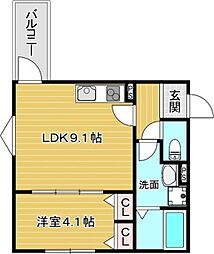 仮)La-Crea池田リーフィア 1LDKの間取図画像