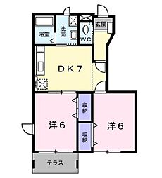 ピュアウイングA 2DKの間取図画像