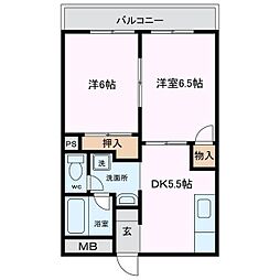 プレアメゾン 2DKの間取図画像