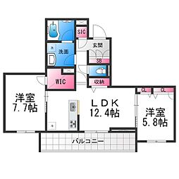 シャーメゾン静永 2LDKの間取図画像