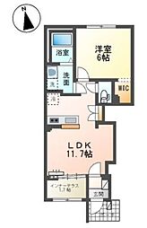 草深 アパート新築工事 北側 1LDKの間取図画像