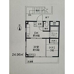 土屋ハイツ 2階1DKの間取り