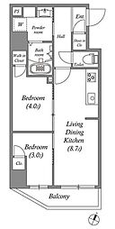 GRAN PASEO浅草II 4階2LDKの間取り