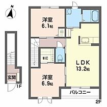 フレンドホープＵ 202 ｜ 青森県八戸市長苗代１丁目3-5（賃貸アパート2LDK・2階・57.70㎡） その2