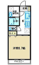 アヴェニール 1Kの間取図画像