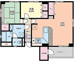 勝田台マンション 7階2LDKの間取り