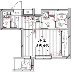 レガリス洗足池 1Kの間取図画像