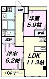 ルビアブラウ 2LDKの間取図画像