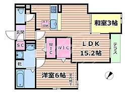 おおさか東線 城北公園通駅 徒歩11分の賃貸アパート 1階1LDKの間取り