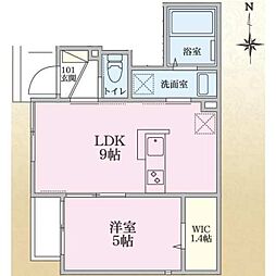 ノースエントピア 1階1LDKの間取り