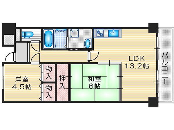 ラ・フローリス ｜大阪府豊中市庄内幸町２丁目(賃貸マンション2LDK・2階・54.87㎡)の写真 その2