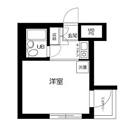 東急多摩川線 矢口渡駅 徒歩8分の賃貸マンション 2階ワンルームの間取り