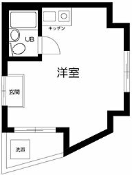 恵ビル 2階1Kの間取り