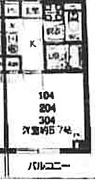 メゾン・ド・フルー五番館 1階1Kの間取り