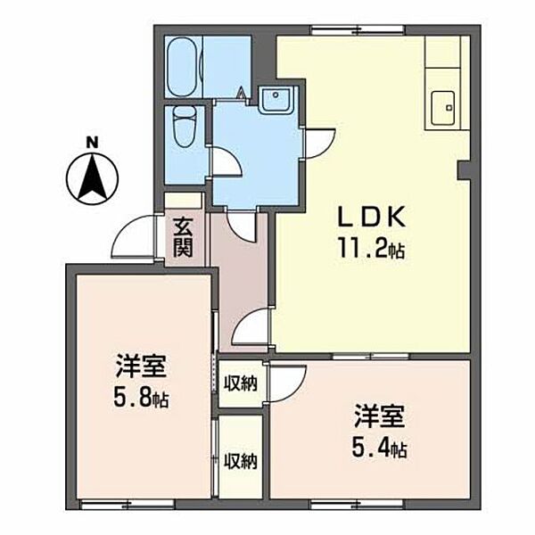 ファミール・カーサ 0106｜大阪府大阪狭山市池尻北２丁目(賃貸アパート2LDK・1階・50.54㎡)の写真 その2