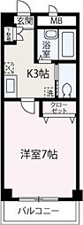 サンローゼ 1Kの間取図画像