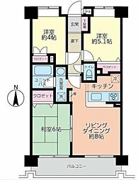 マイキャッスル橋本 7階3LDKの間取り