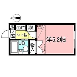 アーバン南台2 1Kの間取図画像