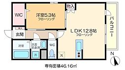 フェリシア梅島 3階1LDKの間取り