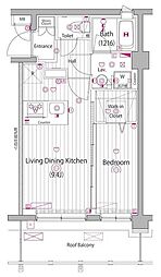 ガーラ・ヒルズ新宿 1LDKの間取図画像