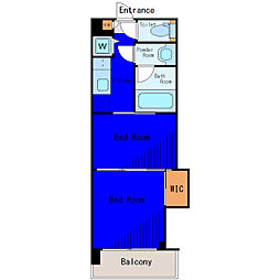 京急本線 平和島駅 徒歩6分の賃貸マンション 6階2Kの間取り