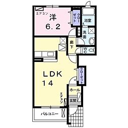 東急こどもの国線 恩田駅 徒歩13分の賃貸アパート 1階1LDKの間取り