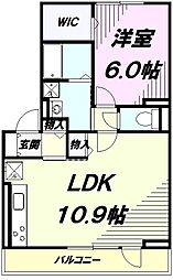 コージーコート・Ｆ 2階1LDKの間取り