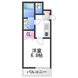 アンレーヴ羽衣 1Kの間取図画像