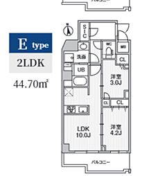 S-RESIDENCE千住大橋broad 2LDKの間取図画像
