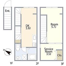 リヴィエール王子 1SDKの間取図画像