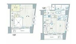 東京メトロ南北線 六本木一丁目駅 徒歩5分の賃貸マンション 12階1LDKの間取り
