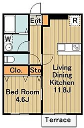フルセイル下溝 1LDKの間取図画像