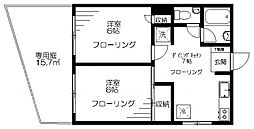 マンション高田馬場 1階2DKの間取り