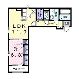 堺市北区常磐町3丁アパート 1LDKの間取図画像