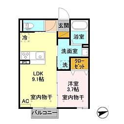 アトリオ 1LDKの間取図画像