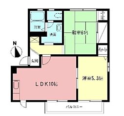 ヴェルドミール壱番館 2LDKの間取図画像