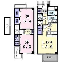 カメーリア2番館 2LDKの間取図画像