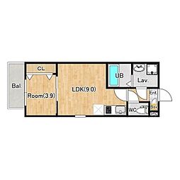 狭山市入間川2丁目アパート 1LDKの間取図画像