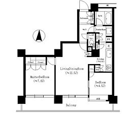リバーポイントタワー 12階2LDKの間取り