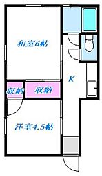 東方ハイツ 2DKの間取図画像