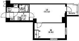 エスティメゾン中野富士見町 3階1LDKの間取り